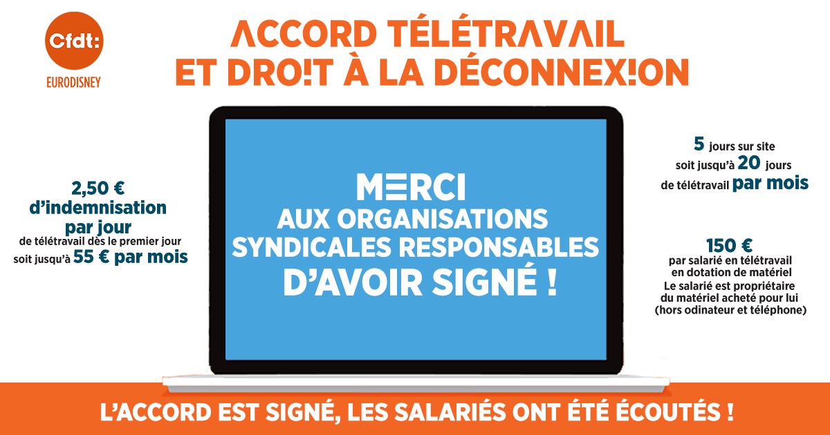 L’accord Télétravail 20222024 de Disneyland Paris CFDT Eurodisney